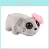 Sevimli Çizgi Film Üzgün Hamster Müzikli Peluş Oyuncak Dolgulu Hayvan Yumuşak Kısa Peluş Gri Pembe 15cm
