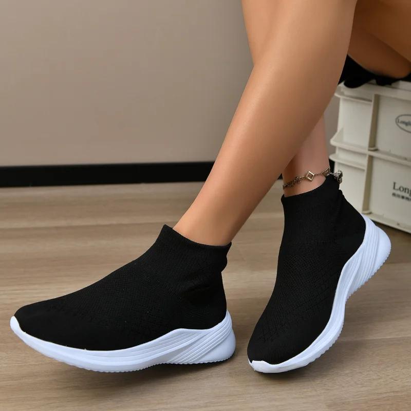 Fashion Women's Sneakers Flat Bottom Breathable High Quality Lightweight Socks Shoes Sleeve Mouth One Foot Stirrup Casual Shoes