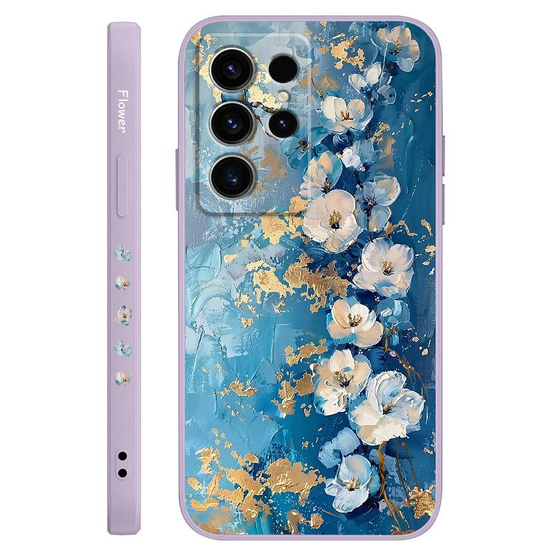 

Gold Leaf Flower Phone Case For Samsung Galaxy S26 Plus Ultra Silicone Cover Galaxy S26 світло-фіолетового кольору