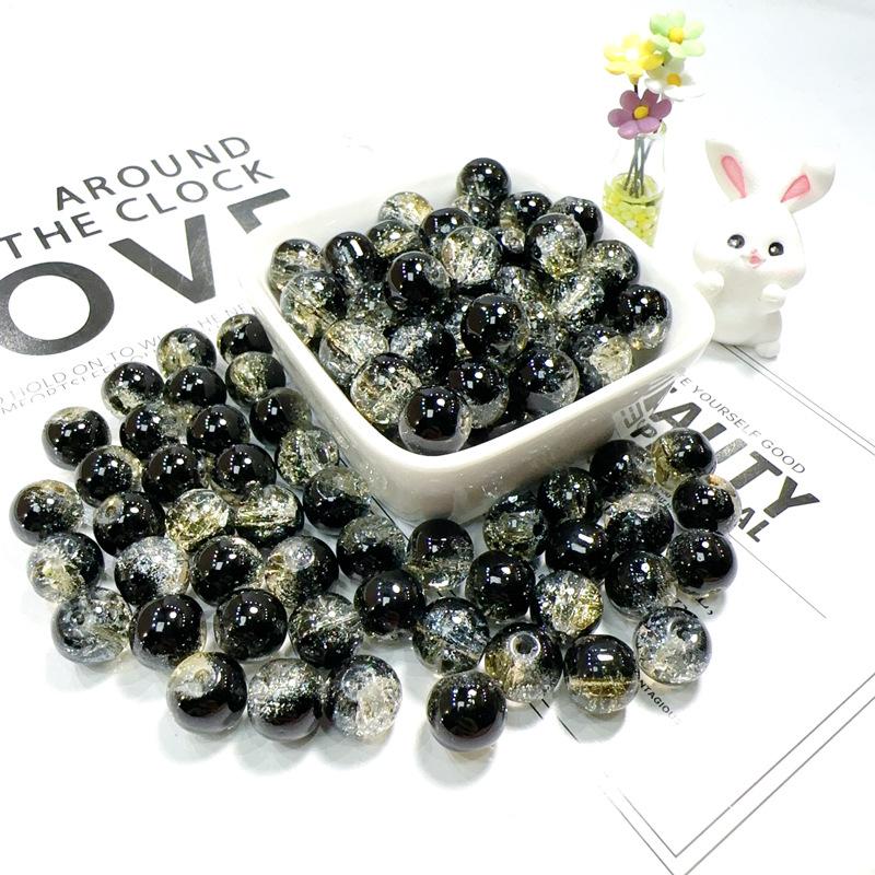 10mm Crackle Glass Round Beads, Loose Spacer Beads DIY Accessories for Bracelet Making 50pcs