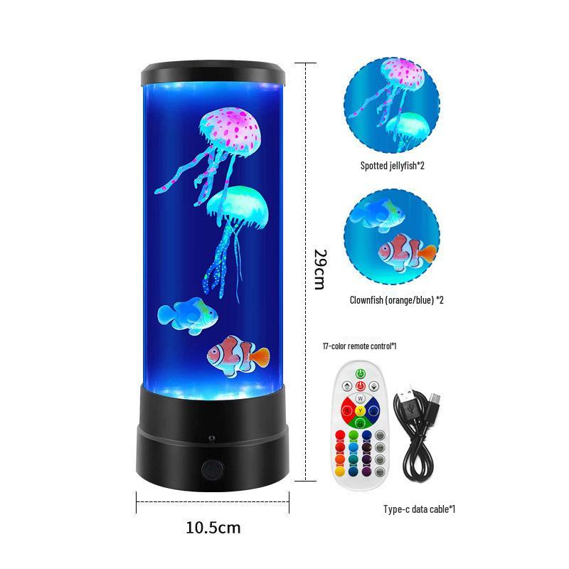 Creative Medium-Sized LED Jellyfish Mood Light - USB Powered, Color-Changing Cylindrical Lamp