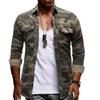 Herren Casual Langarm Camouflage Hemd mit Umlegekragen