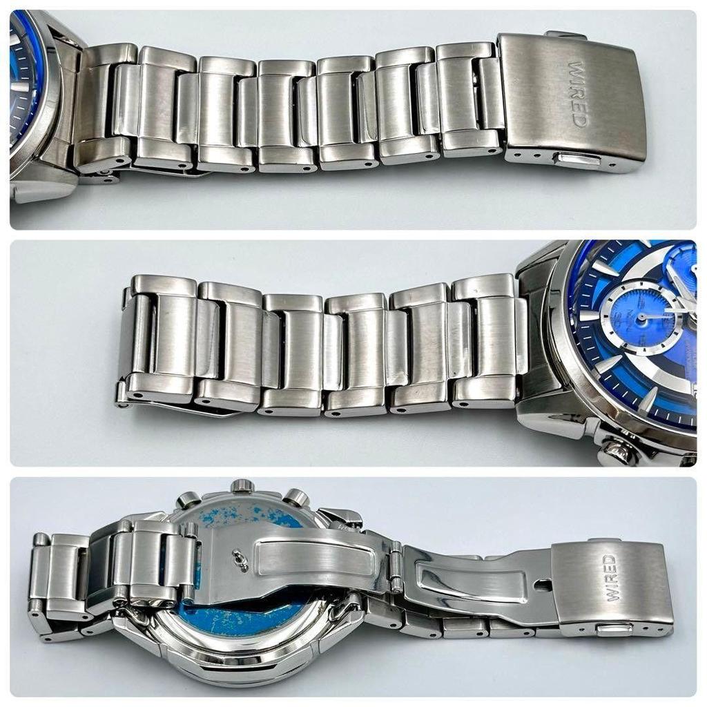 Used [In Very Good Condition] Seiko WIRED Apollo Solar Chronograph Blue Dial