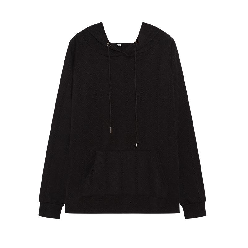 Women's Autumn and Winter Solid Color Casual Loose Hooded Sweatshirt