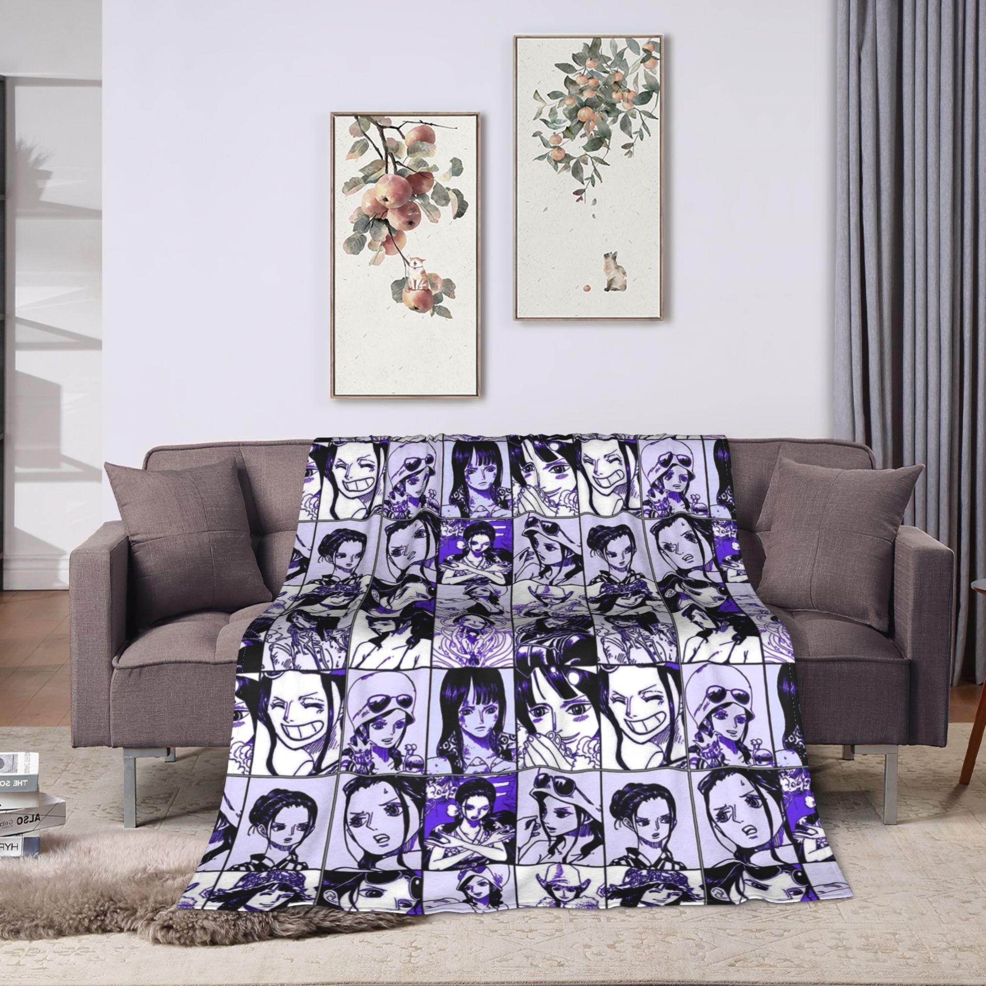 Nico Robin O-Oned Manga P-Pieced Blanket Flannel  Winter   Lightweight Throw Blanket for Bedding Travel Bedding Throws 75X95CM