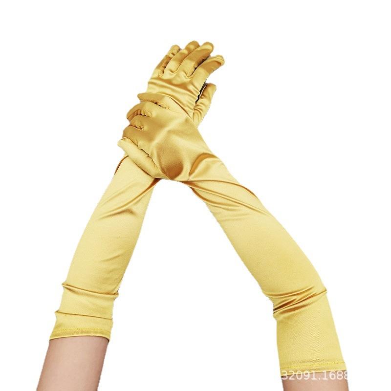 Prodloužené saténové strečové saténové rukavice 1920S Vintage Párty Cosplay Dámské rukavice Svatební rukavice