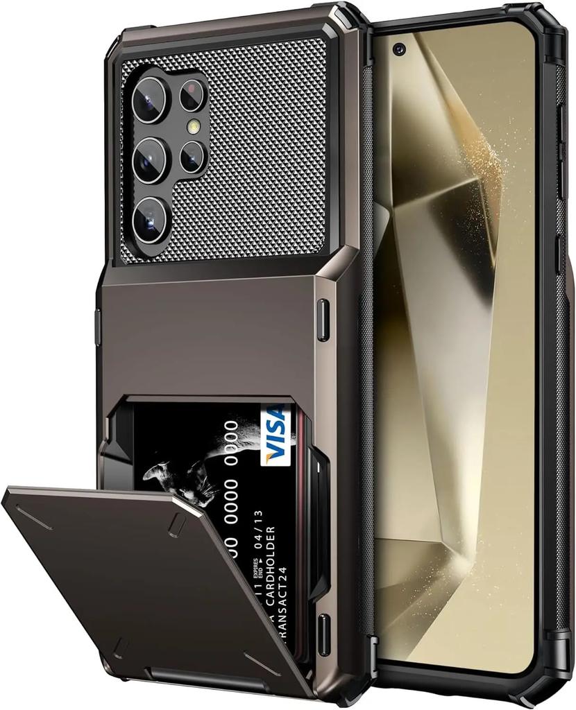 Do Samsung Galaxy S25 S24 Ultra S25 S24 Plus S24 FE Etui Portfelowe z Uchwytem na Karty, Dwuarstwowe Wytrzymałe Odporne na Wstrząsy Pokrowiec na Telefon