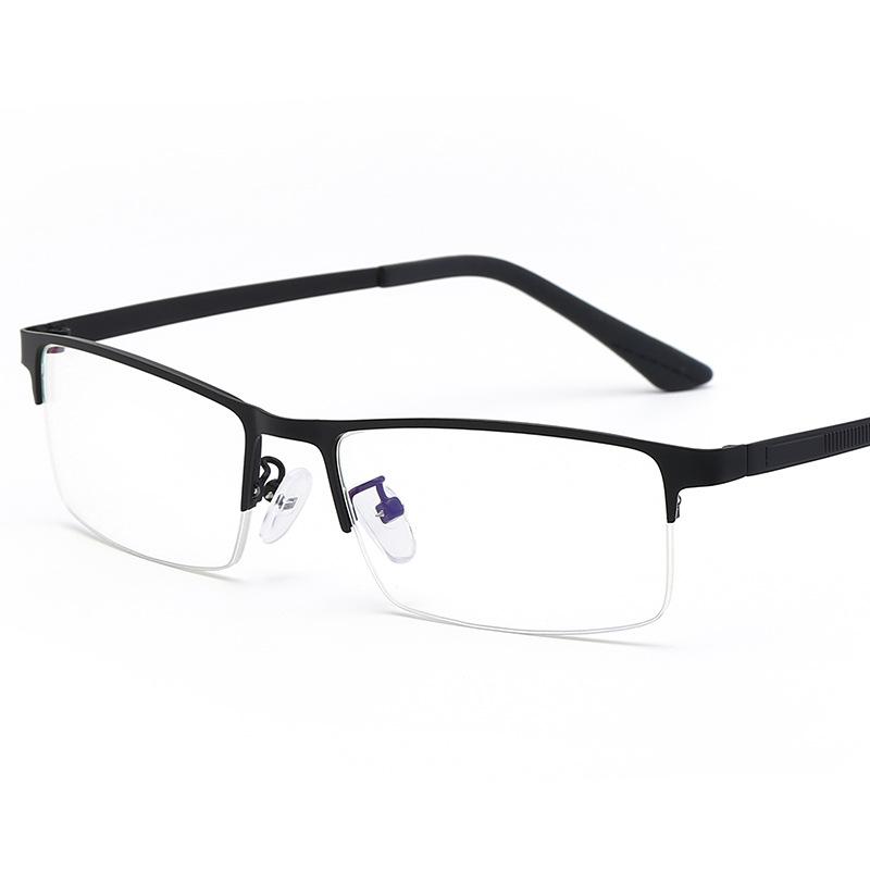Anti-Blue Glasses Frame Glasses Men'S Business Half-Frame Flat Glasses Metal Glasses Frame 8812