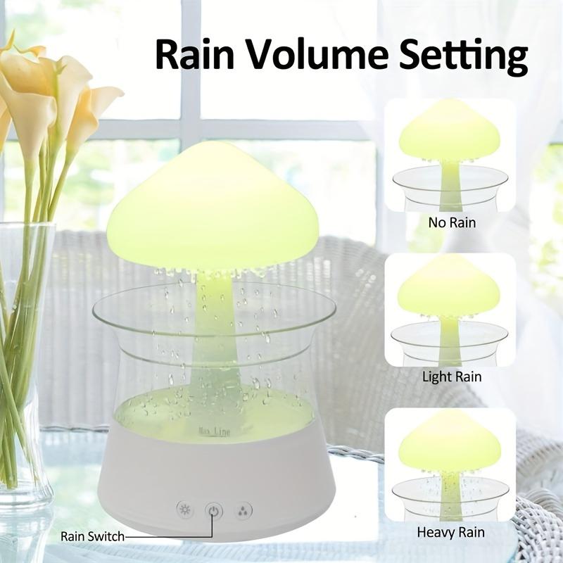 7-Color Rain Cloud Humidifier with Aromatherapy Function Essential Oil Compatible Rechargeable Auto Shut-Off Remote Control