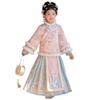 2025 Winter Hanfu Kids' Chinese-Style Ming Dynasty Skirt Set - Thickened New Year Outfit for Girls
