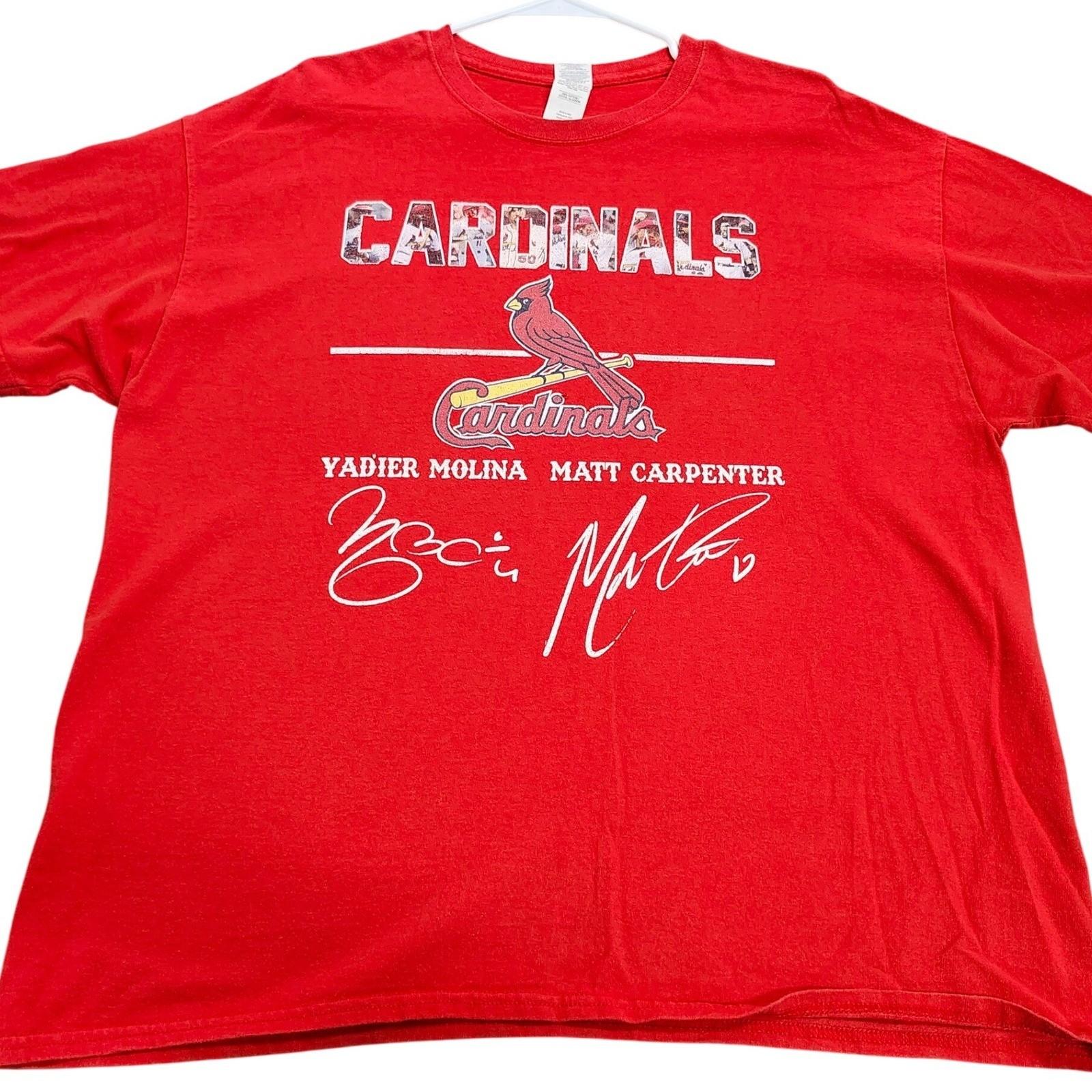 St Louis Cardinals Yadier Molina Matt Carpenter Signature Red XL MLB Unisex T-Shirt M