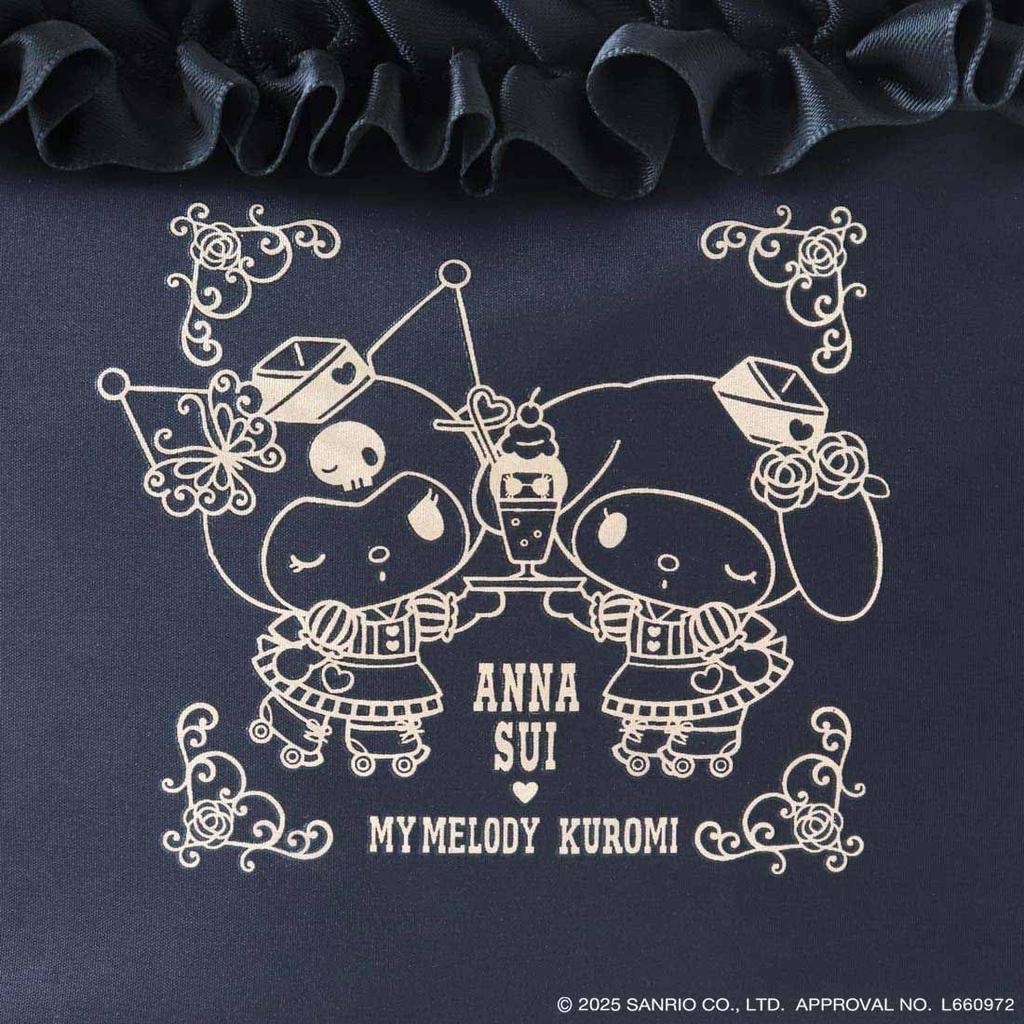 Anna Sui x My Melody Kuromi Pouch Limited Collaboration Art Lined Gathered Frill [Anna Sui] (Black) 001394-0001-02