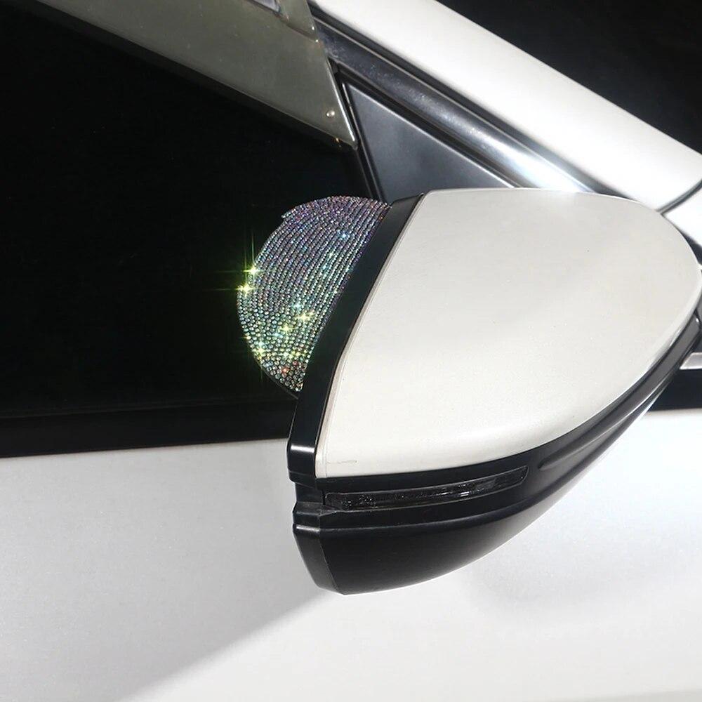 2Pcs PVC Car Rear View Mirror Sticker Rain Eyebrow Auto Mirror Rain Shield Cover Bling Car Accessories Interior for Woman