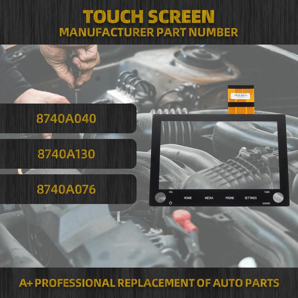 Dasbecan 8" Touch Screen with 2 knobs Compatible with 19-21 Mitsubishi Outlander Sport Mitsubishi ASX Replaces 8740A040 8740A130 8740A076 Glass