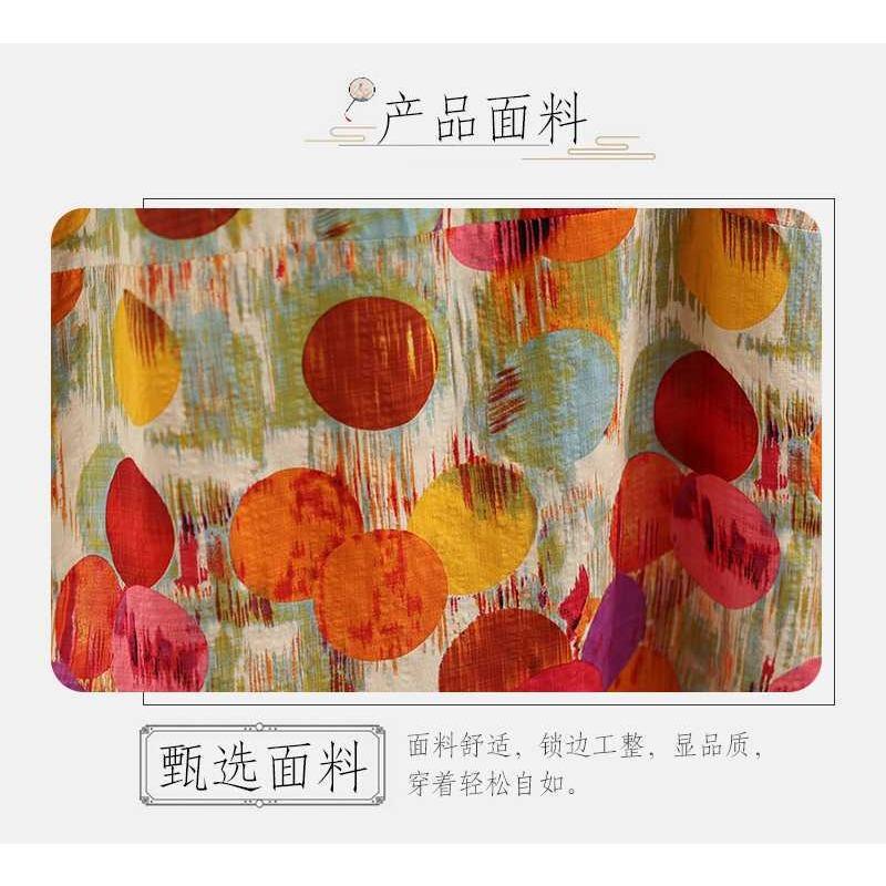 2025 New Vintage Printed Round Neck Loose Large Size Long Dresses