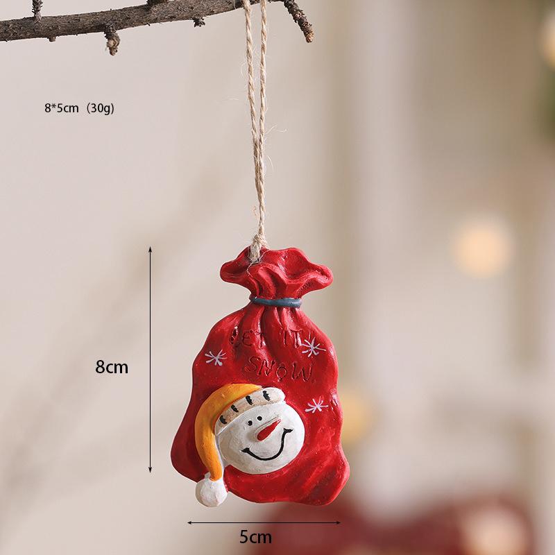 Christmas Tree Pendants Ornaments Resin Santa Snowman Xmas Tree Hanging Christmas Decorantions New Year 2024 Gift Home Decor