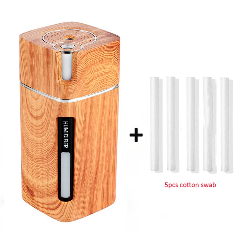 Mini umidificator portabil, cereale din lemn, 300 ml, cu ultrasunete pentru mașină, usb, aromă, difuzor de aer, culoare, lampă cu LED, umidificator pentru mașină acasă, birou