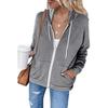 Women S Solid Color Long Sleeve Hooded Zip Up Sweatshirt With Pockets Drawstring