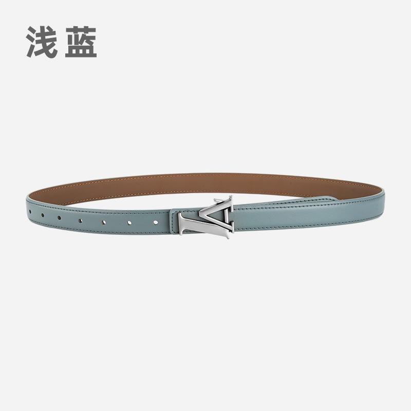 Alloy Alphabet Board Buckle Leather Belt Women'S Premium Pants Belt Women'S