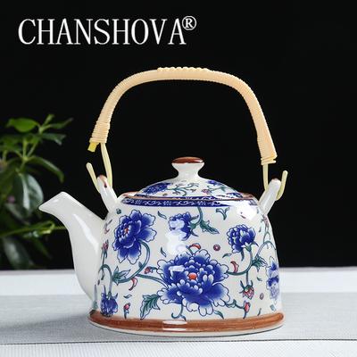 CHANSHOVA-Kinesisk Porslinstekanna med Silnät, Hög Kapacitet 900ml, Traditionell Kinesisk Retro Keramisk Teservis, H189