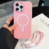 Luxury Candy Color With Lanyard For Magsafe Case for 17 16 15 14 12 11 13 Pro Max Plus Air Wireless Charge Magnetic Cover