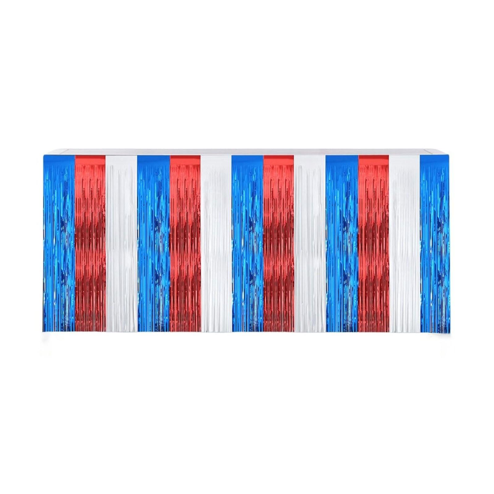 

2 шт. Декор для праздничного стола ко Дню независимости, Красный и синий декор юбки для стола, Подходит для прямоугольных и круглых столов One Size