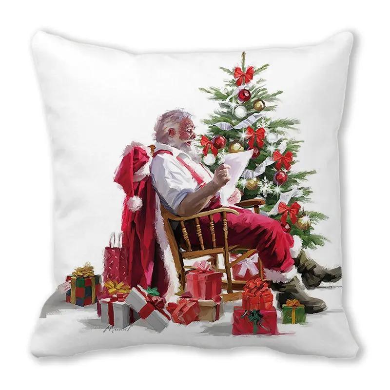 Vianočné obliečky na vankúše Autopríslušenstvo Kancelária Santa Claus Obývacia izba Pohovka Domáce obliečky na vankúše