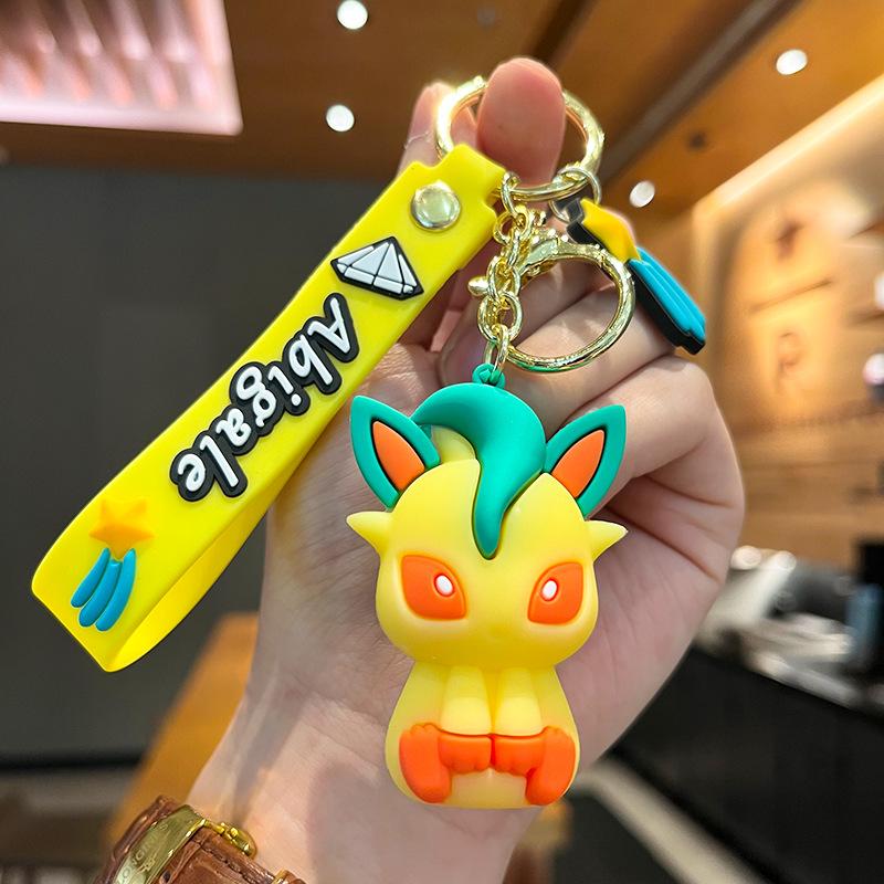 6cm Pokemon Anime Figure Eevee Pikachu Vaporeon Umbreon Glaceon PVC Figure Keychain Bag Keyring Children's Toys Birthday