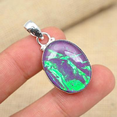 Purple Australian Triplet Opal Gemstone 925 Sterling Silver Handmade Jewelry Women Pendant