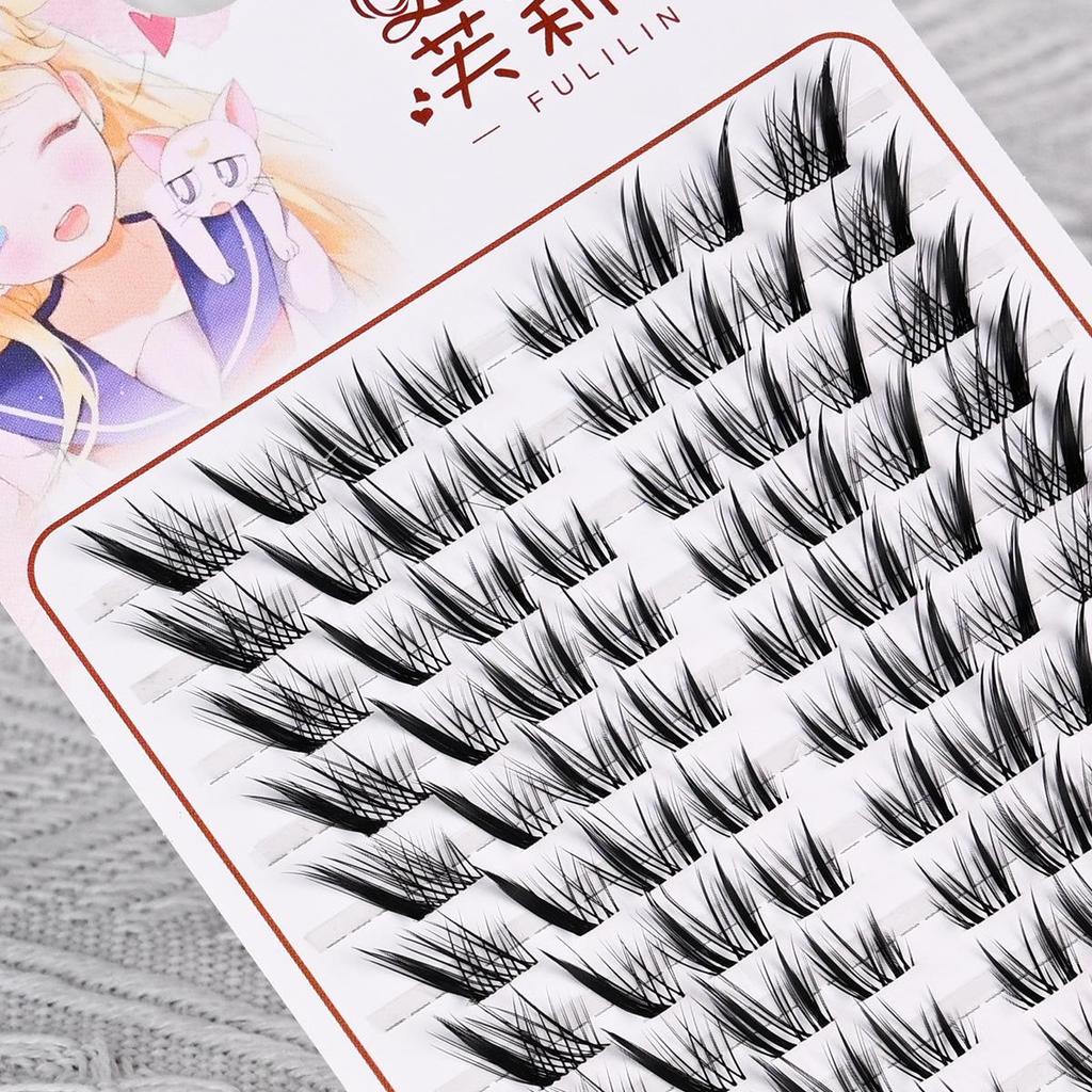 Fuli Lin Hybrid Faux Lashes: Cat, Rabbit, Fox Dual Cluster, Natural Look, Upper Eyelashes
