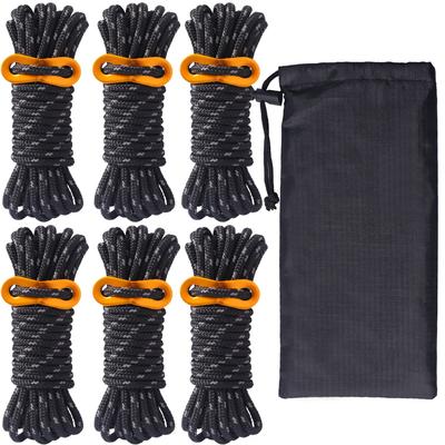 Abspannseil Paracord Seil Zeltseil Abspannleine Planenseil Reflektierend 6er Set 4mm 4m Camping Outdoor Aluminium Flexibel Hardware Inkl. Aufbewahrungstasche Belastbarkeit
