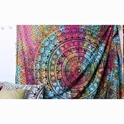 Χειροποίητο ινδικό hippie Bohemian Psychedelic Elephant Mandala επιτοίχια ταπετσαρία κρεβατιού (Βαφή γραβάτας)