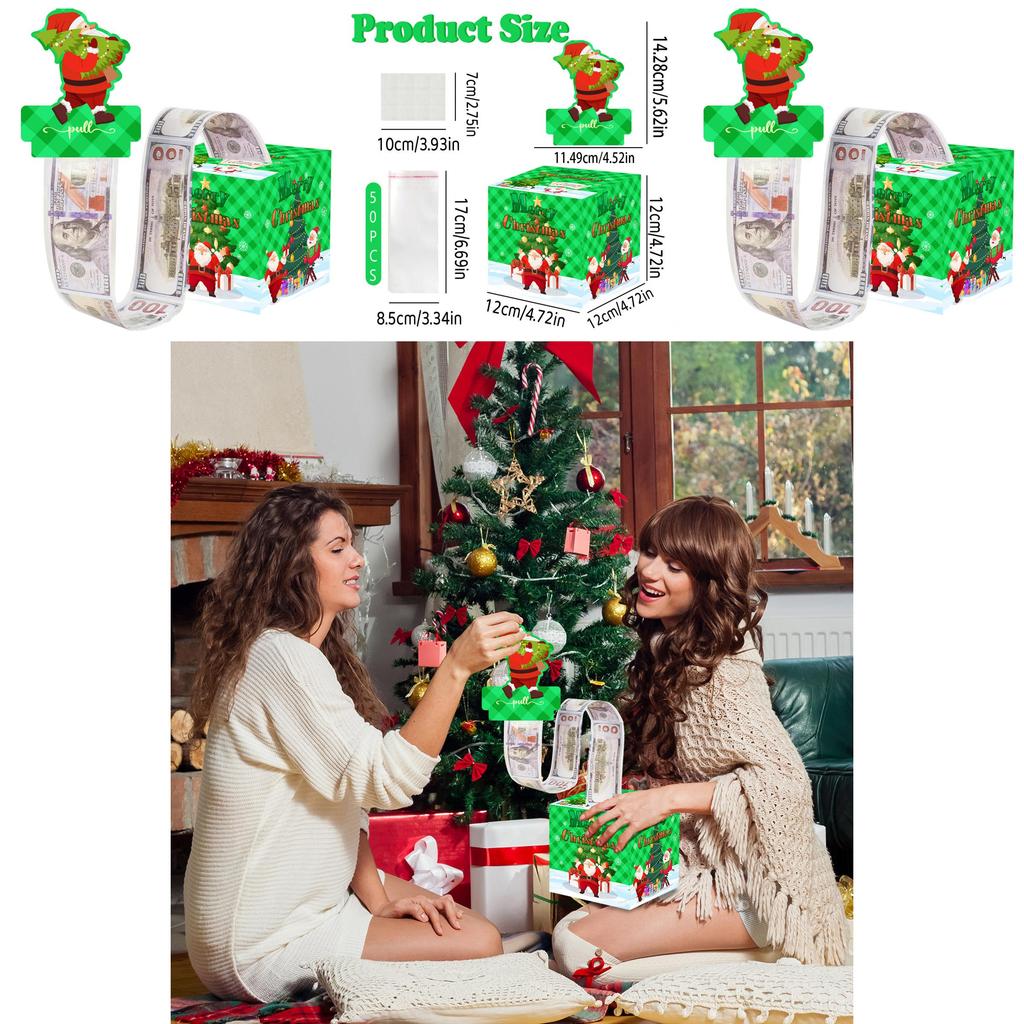 Green Christmas Checkered Tree Pattern Paper Gift Box Christmas Party Decor