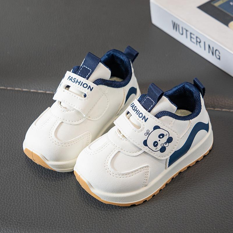 [Soft Sole Toddler Sneakers for Boys and Girls Leather Hook and Loop Non Slip Walking Shoes Casual Sport Shoes]