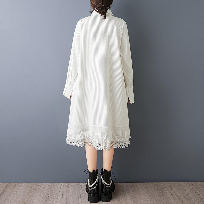 Long sleeve plus size cotton vintage new in dresses for women spring autumn casual loose midi Shirt dress