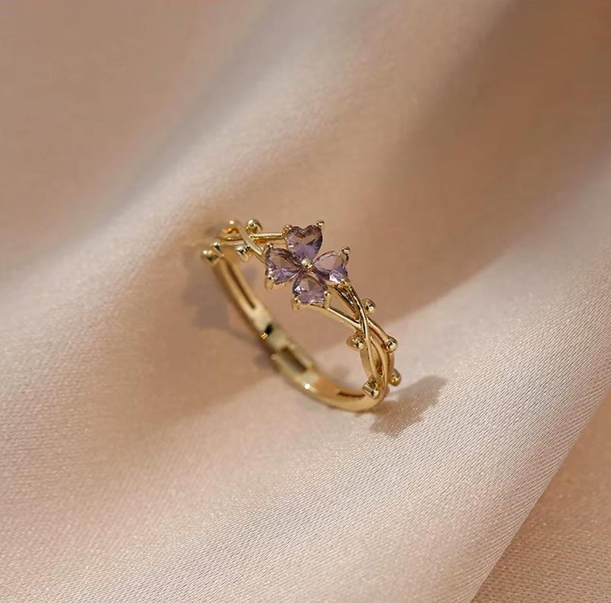 Женское вращающееся кольцо с цветком из циркония - Элегантный стиль с полным бриллиантом