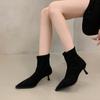 2025 New Two-wear Pointed-toed Thin-heeled High Boots Women's Suede Folds Piled Up But Knee Belt Buckle Boots
