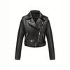 2026 New Cross-border European and American Style Short Locomotive Leather Jacket Female Slim and Thin Lapel PU Leather Jacket