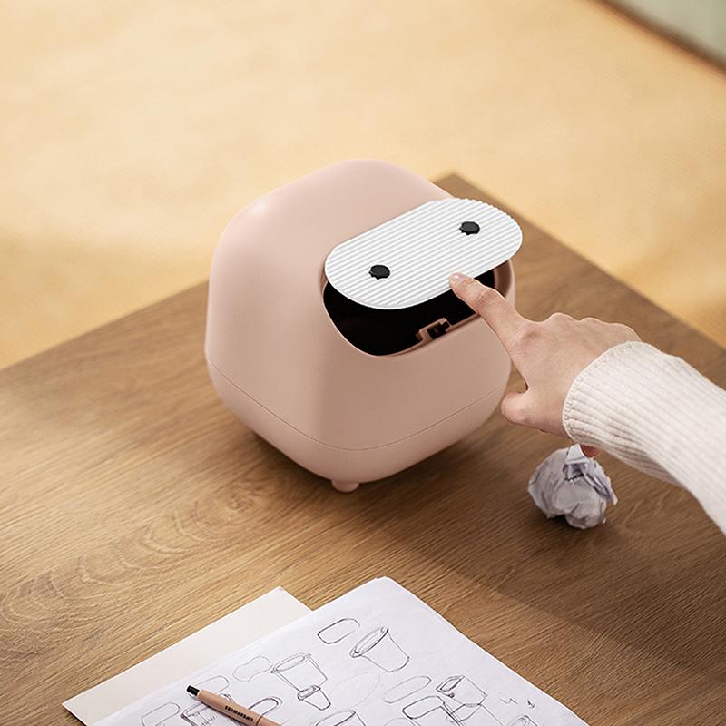 1ks Ninja Stolní odpadkový koš Kreativní Malý Kancelářský Mini Dvouvrstvý Lisovací Odpadkový Koš Roztomilý Ins Mini Úložný Box na Odpadky
