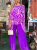 2024 Colorful Chiffon Casual Print Round Neck Two-Piece Summer Set