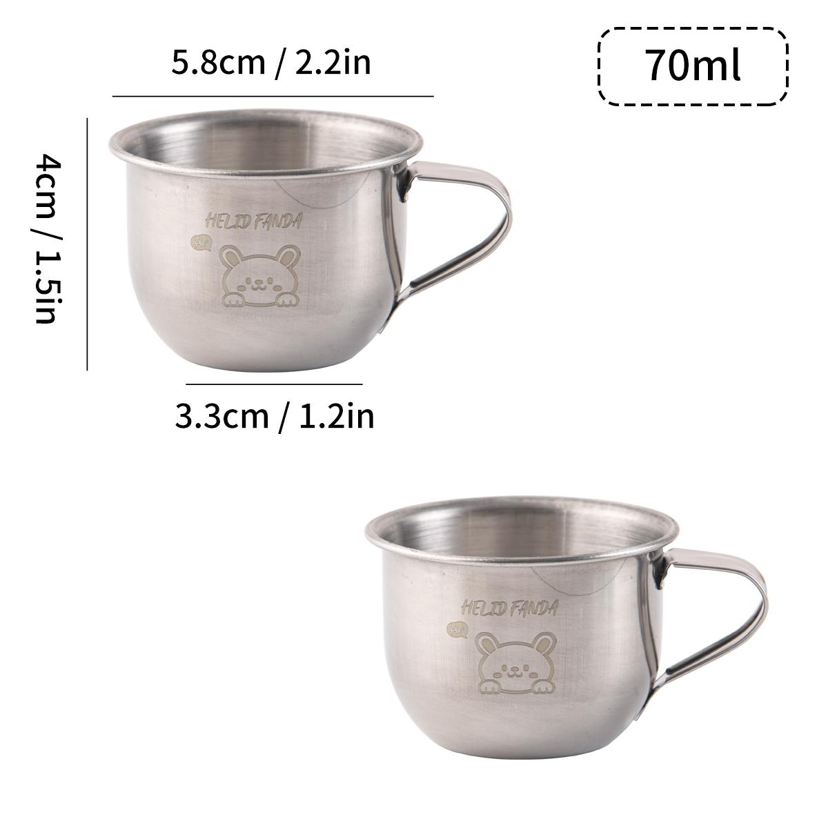 

70/200 мл Детская миска из нержавеющей стали 304, прочная чашка для воды с ручкой, детская кухонная чашка с милыми узорами для молока