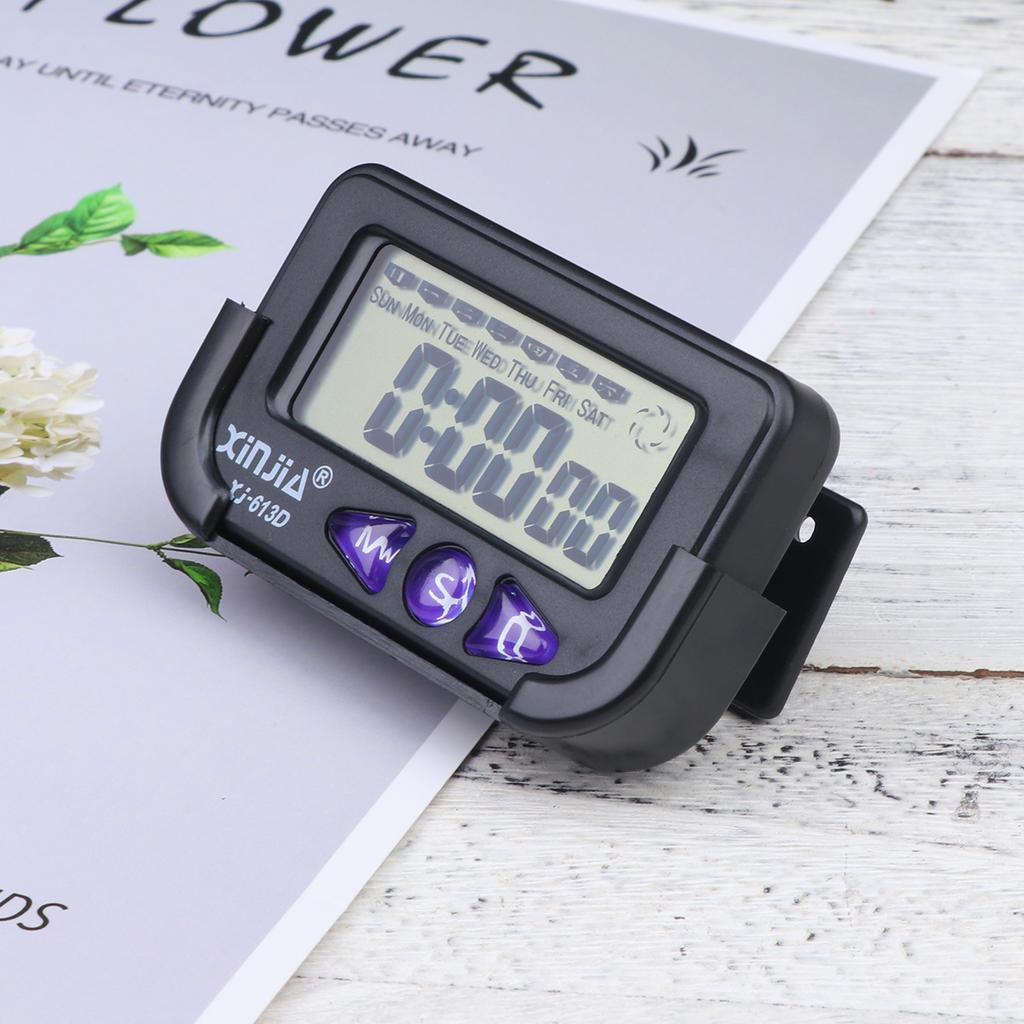 Car Electronic Digital Clock Second Chronograph With Lcd Display Black (with 1 Button ) Car Alarm Clocks Black