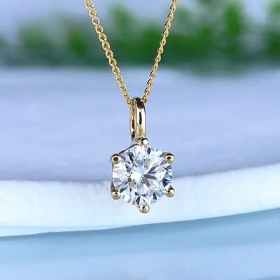 6MM Moissanite Pendant for Girl Anniversary Gift 0.8CT Lab Diamond Necklace Au750 Test Passed Real 18K Yellow Gold Fine Jewelry
