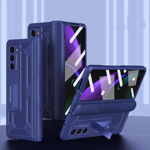 מעמד שריון נרתיק עבור Samsung Galaxy Z Fold 4 5 Fold3 Fold4 Fold2 Fold5 קיפול 3 2 Zfold3 מסך כיסוי סרט זכוכית Coque