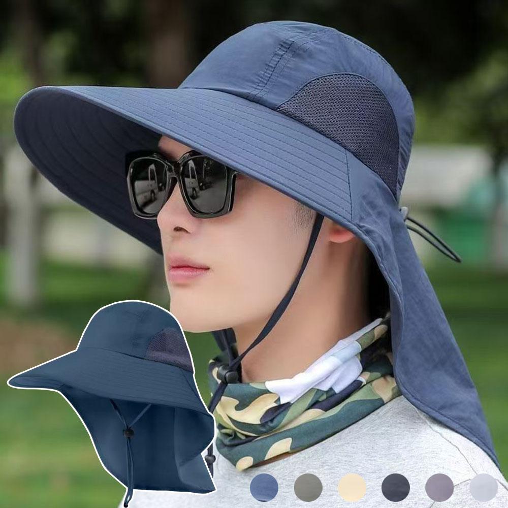 New Summer Sun Hat For Men Women Outdoor UV Sun Protection Wide Brim Fisherman Hat With Face Cover Neck Flap Fishing Hiking Hats