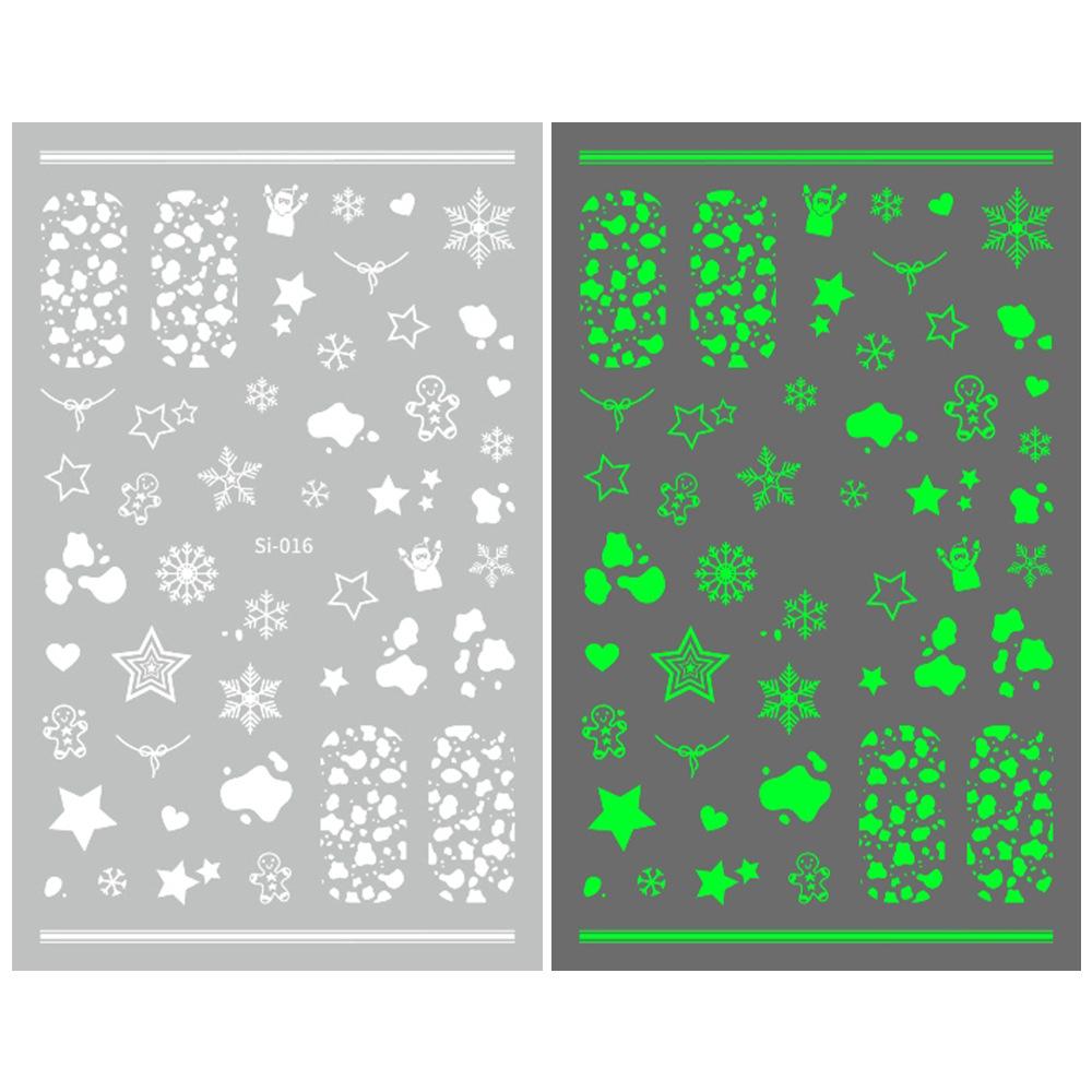 2026 Luminous Green & Blue Nail Stickers for Professional Salons - White-Enhancing Style