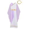 Frauen Halloween Antikes Rom Ägypten Griechische Toga Kostüm Ärmellose Schals Patchwork Robe Kleid mit Kopfbedeckung