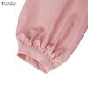 ZANZEA Women Casual Round Neck Loose Long Sleeve Muslim Dress