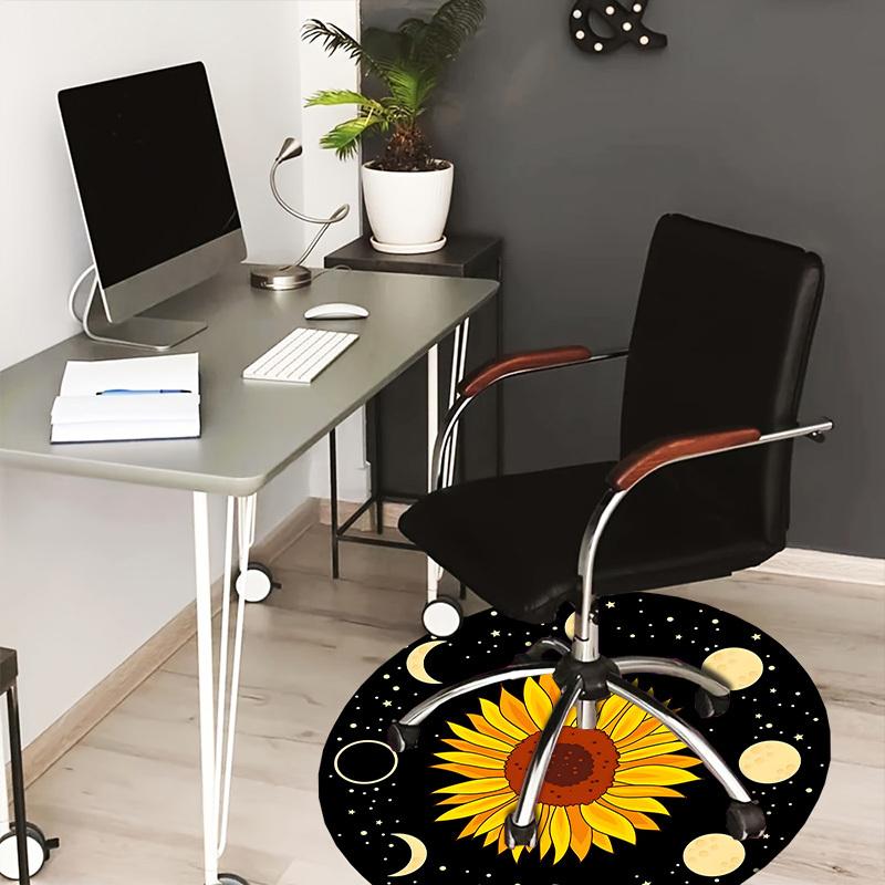 

1pc Office Carpet Chair Mats Sunflower Moon Phases Night Sky Perfect for Decorating Office Chairs, Living Rooms, Or Bedrooms.YDT233 80cm by 80cm