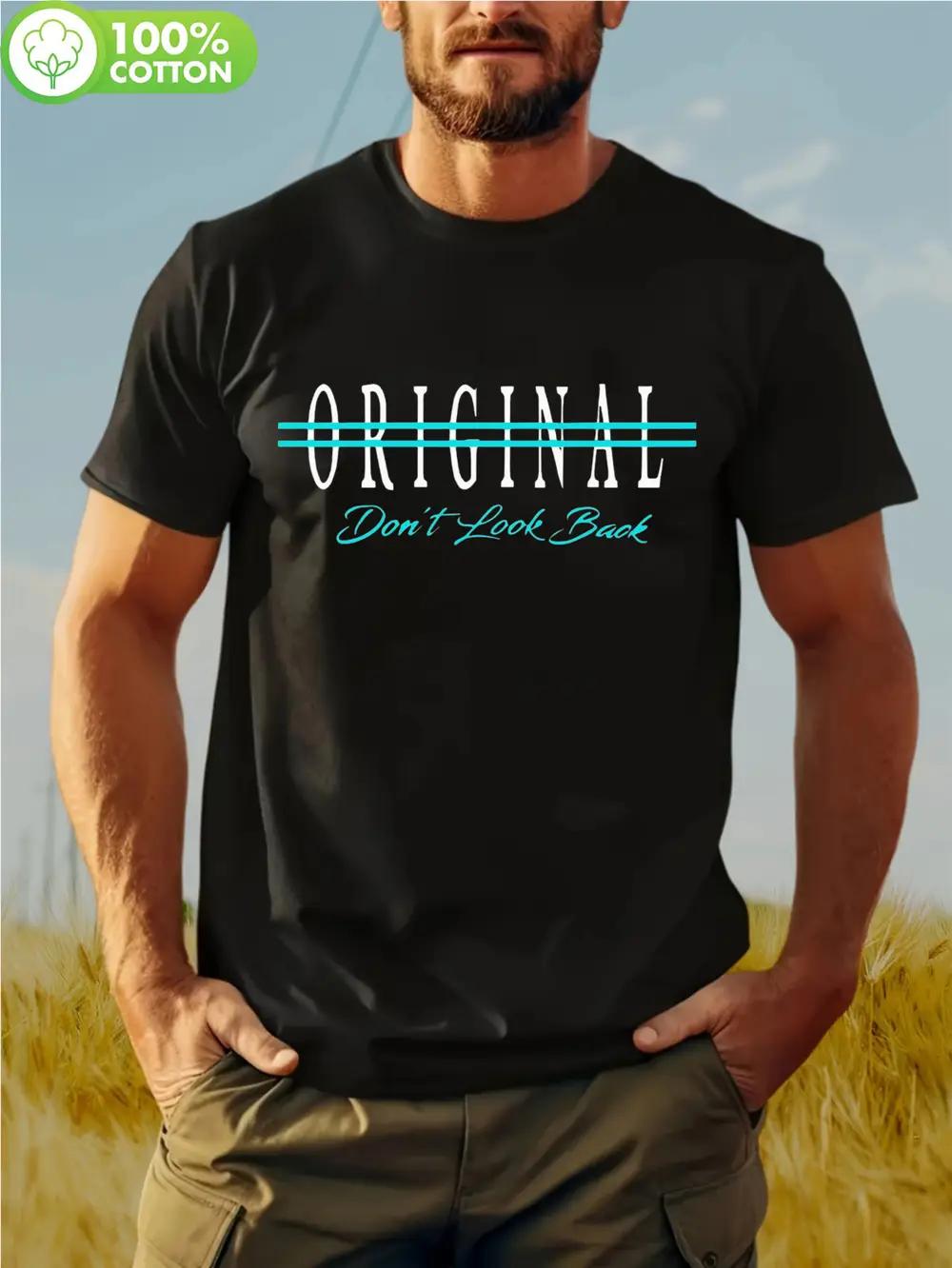 

Vintage-Inspired 100% Cotton T-shirt with ORIGINAL Don t Look Back Graphic Print - Casual Short Sleeve Crew Neck Tee XXXL